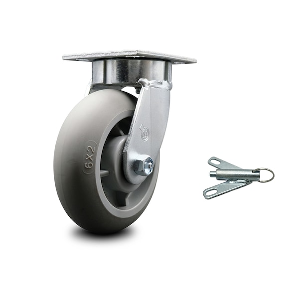 Service Caster 6 Inch Kingpinless Thermoplastic Rubber Wheel Swivel Caster with Swivel Lock SCC SCC-KP30S620-TPRRD-BSL - main